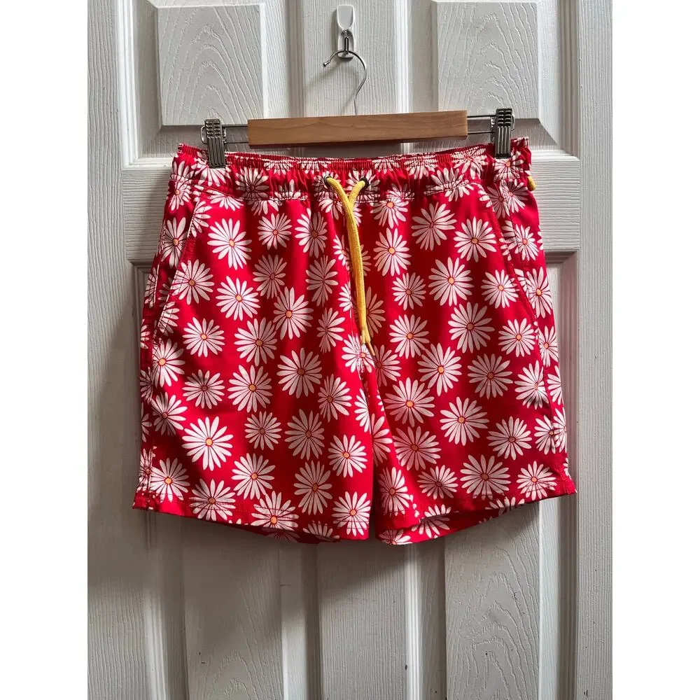 J. Crew Men’s Flex Daisy Print Drawstring Swim Trunk Small 6 Inch Inseam